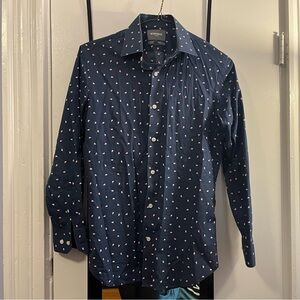 Bonobos Men's Dark Blue Shirt with White and Red Pattern